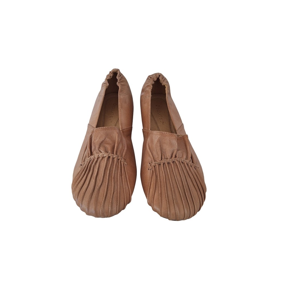 Chocolat Blu Cam Leather Pleated Flat Shoe Size‎ 7